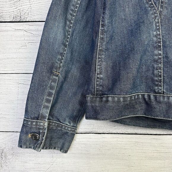 J. Jill Denim Jean Jacket Womens Size Medium Button Down Stretch Blue‎ Med Wash - Picture 5 of 8